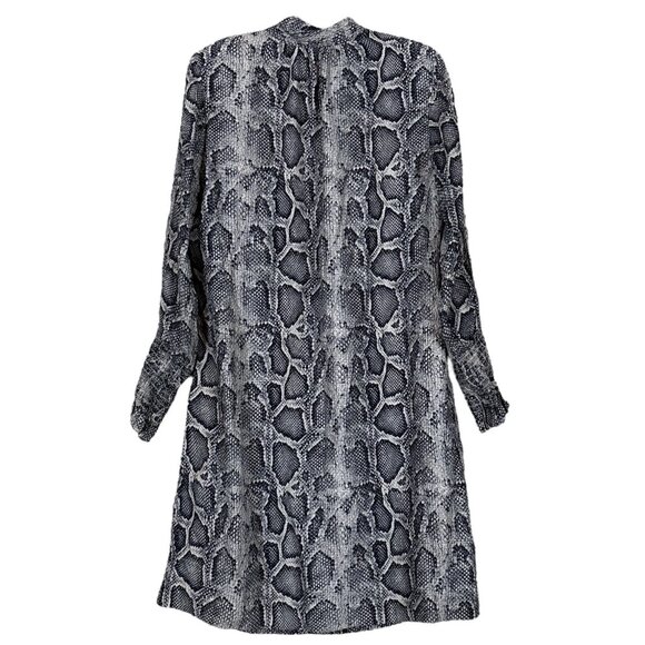 Rebecca Taylor Snakeskin Animal Print Bow Cocktail Dress Taupe Gray Black Size 6 - Picture 2 of 10